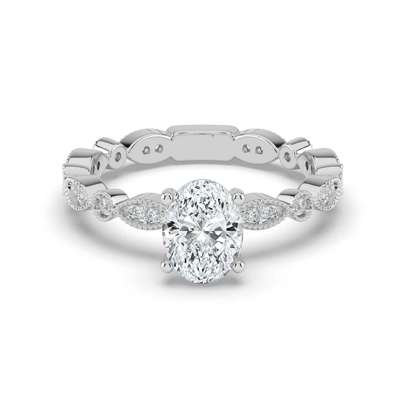 Oval and Patterned Shoulder Ring