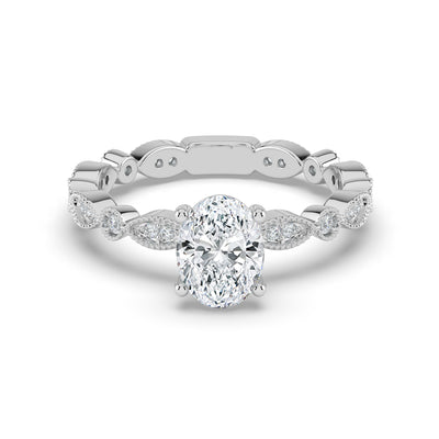 Oval and Patterned Shoulder Ring