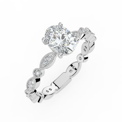 Oval and Patterned Shoulder Ring