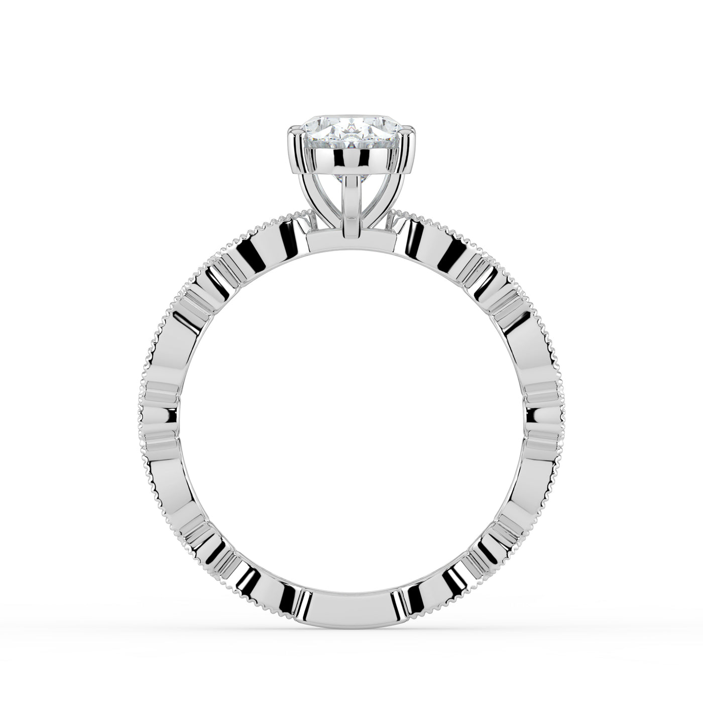 Oval and Patterned Shoulder Ring