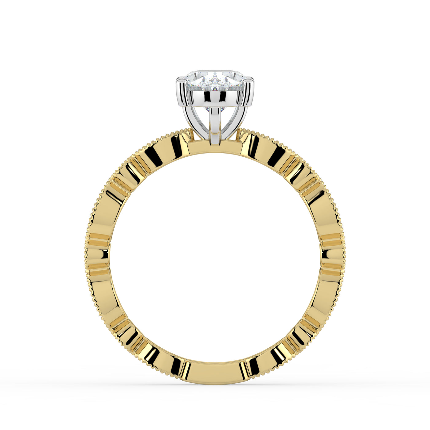 Oval and Patterned Shoulder Ring