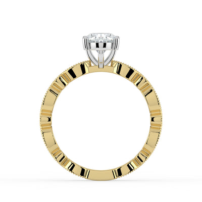 Oval and Patterned Shoulder Ring