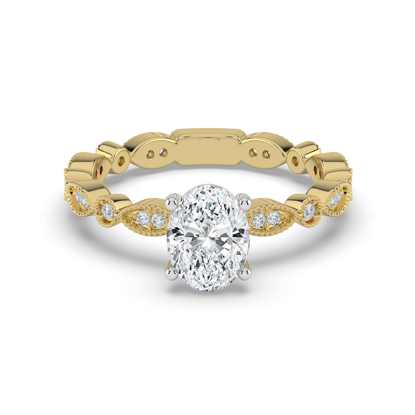 Oval and Patterned Shoulder Ring