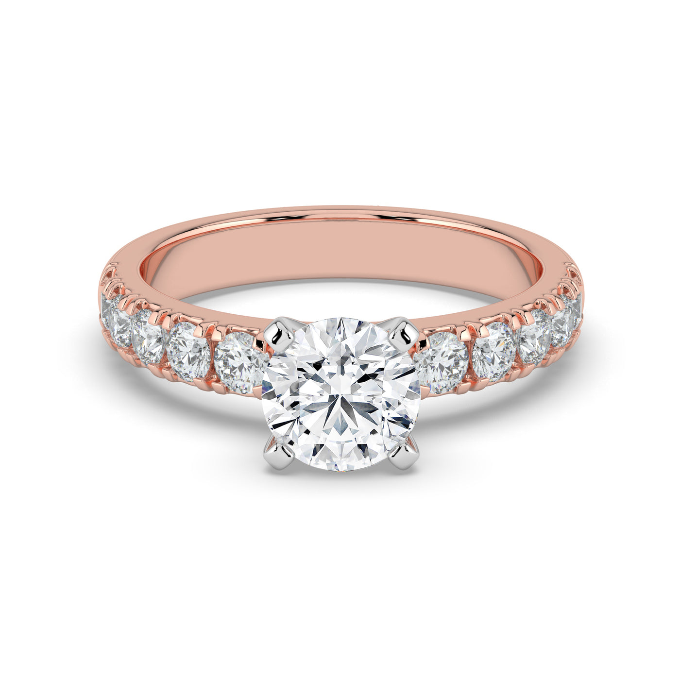 Round Brilliant Side Stone Ring