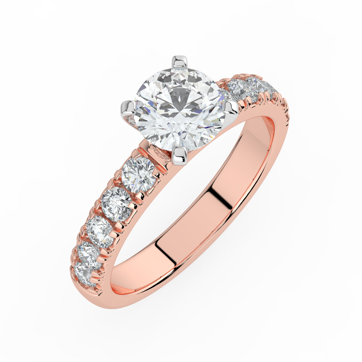 Round Brilliant Side Stone Ring