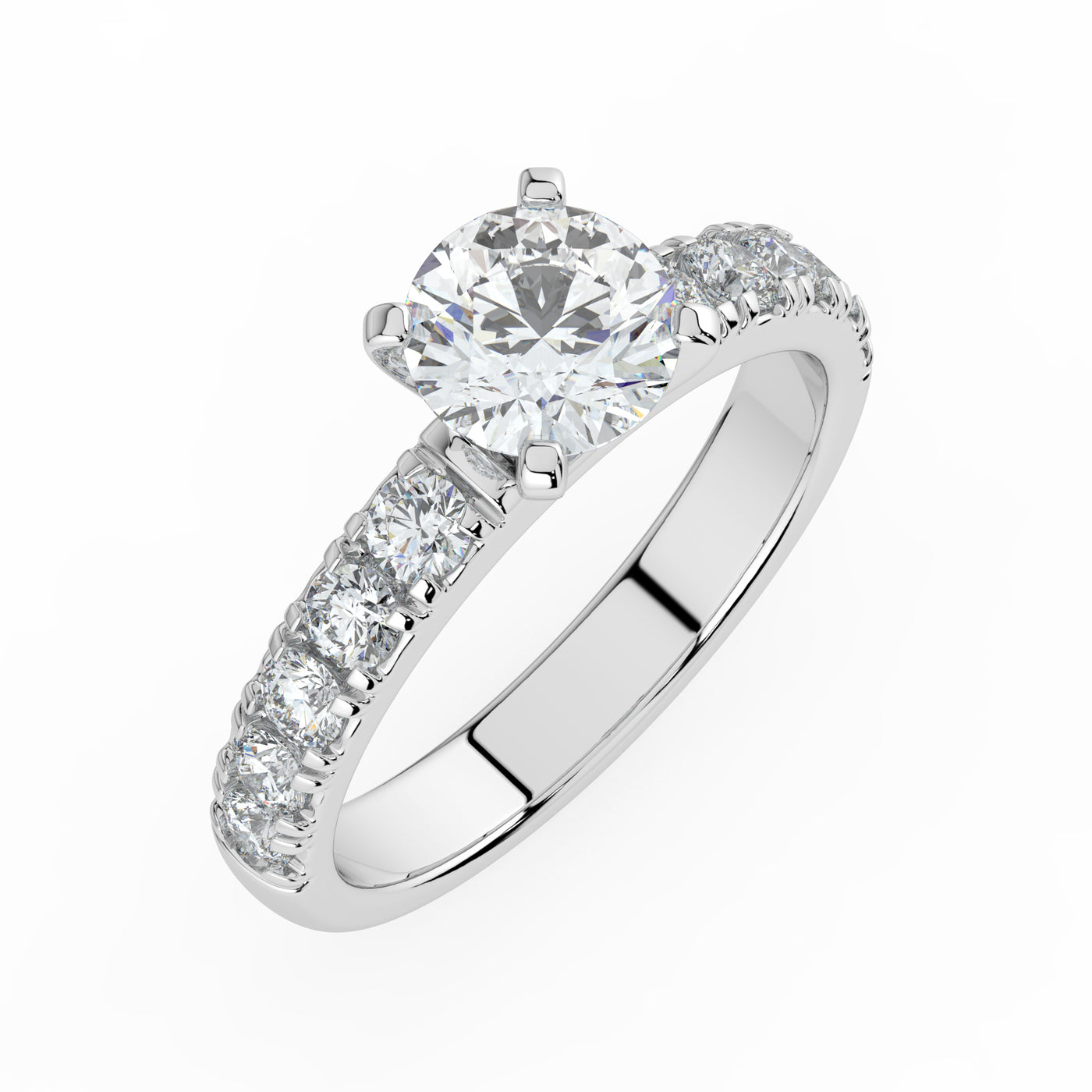 Round Brilliant Side Stone Ring