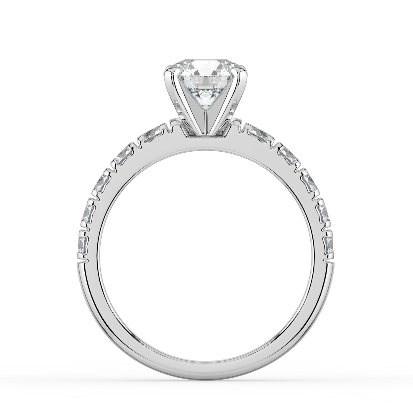 Round Brilliant Side Stone Ring