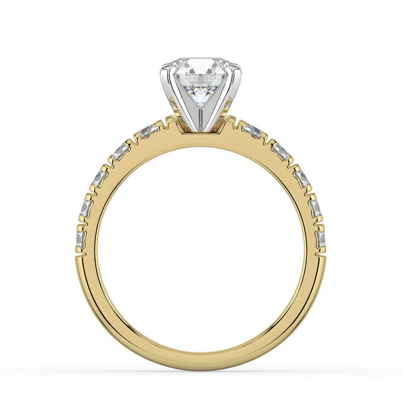 Round Brilliant Side Stone Ring