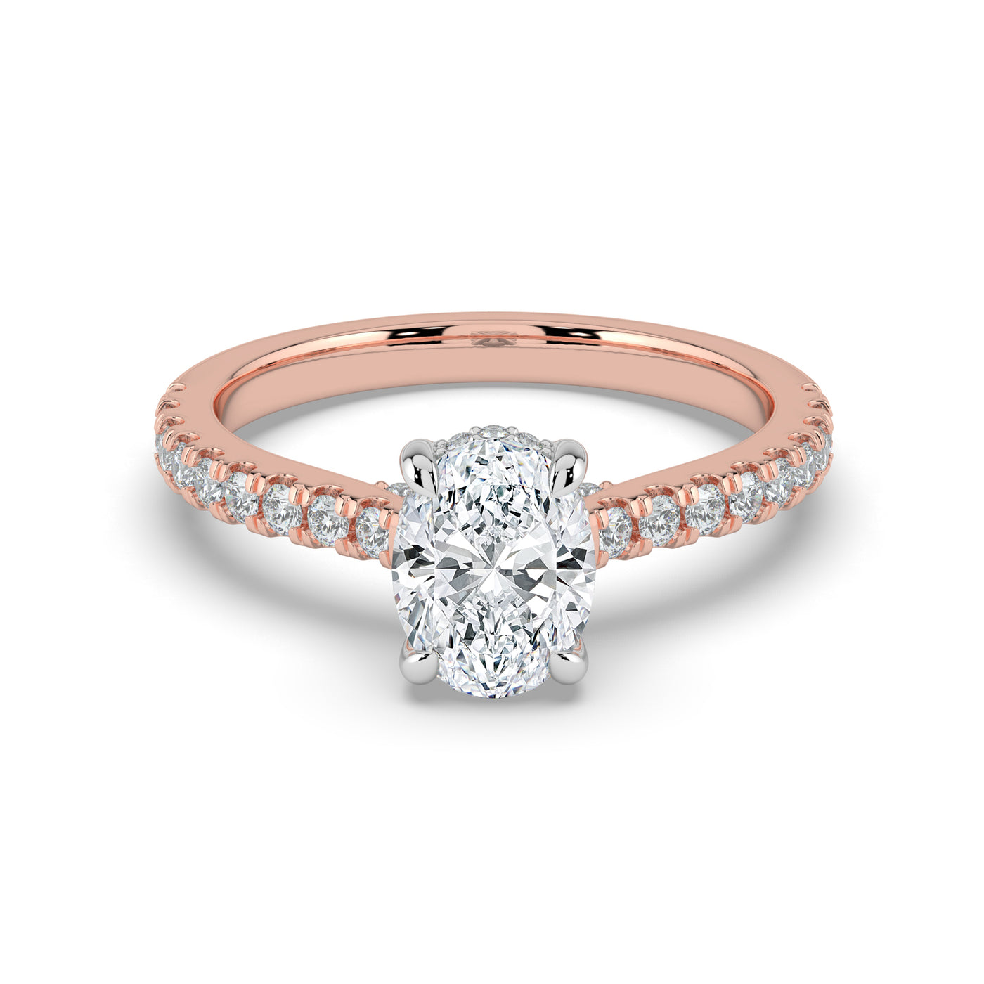 Oval Diamond and Hidden Halo Ring