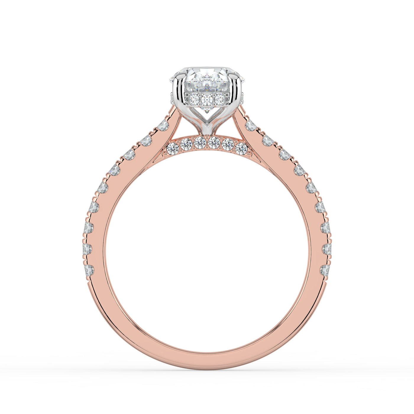 Oval Diamond and Hidden Halo Ring