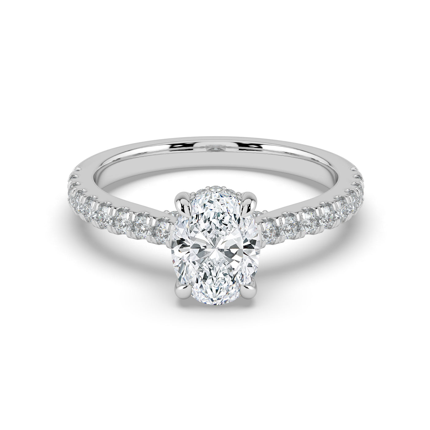 Oval Diamond and Hidden Halo Ring