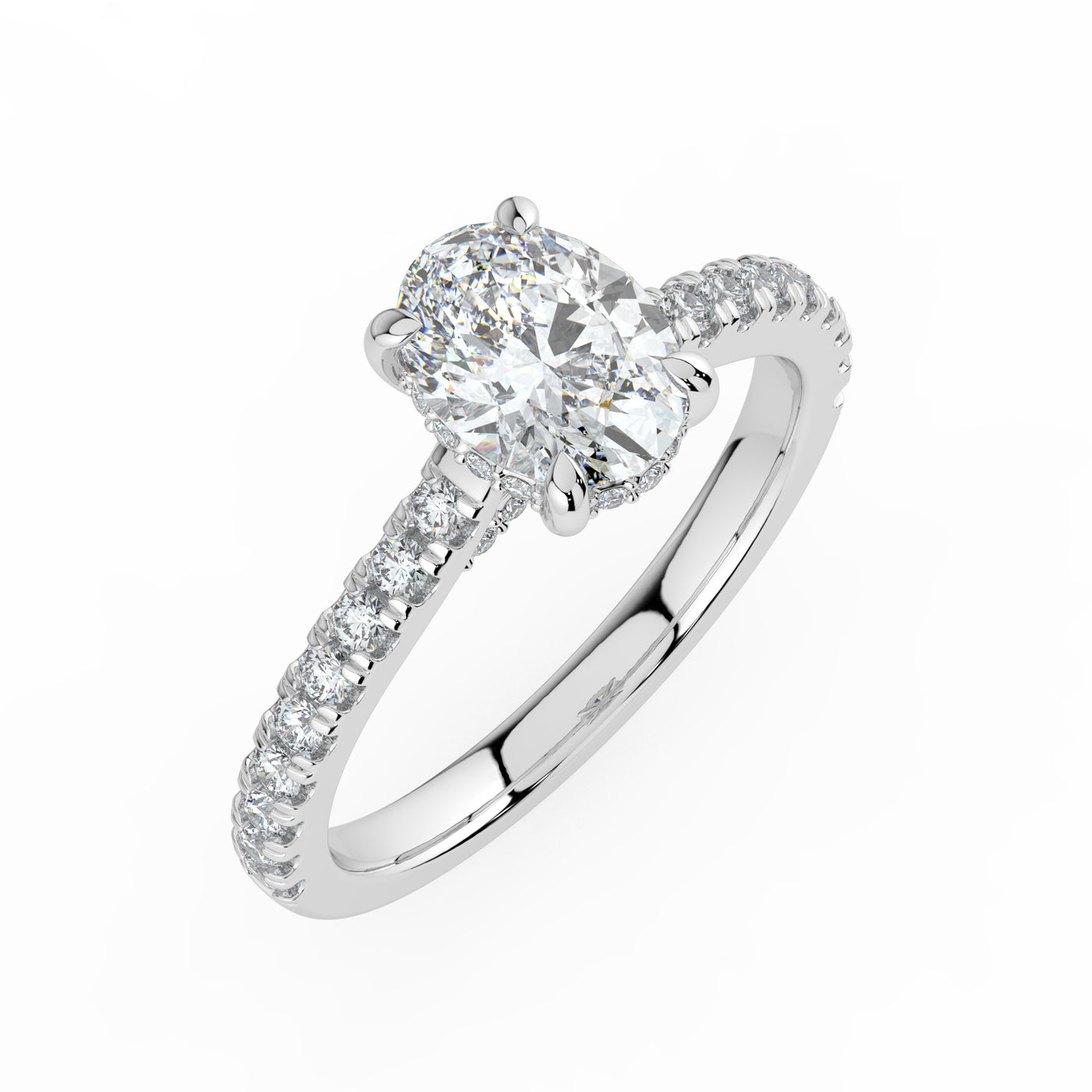 Oval Diamond and Hidden Halo Ring