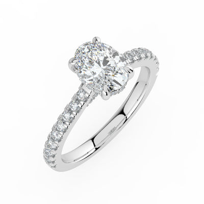 Oval Diamond and Hidden Halo Ring