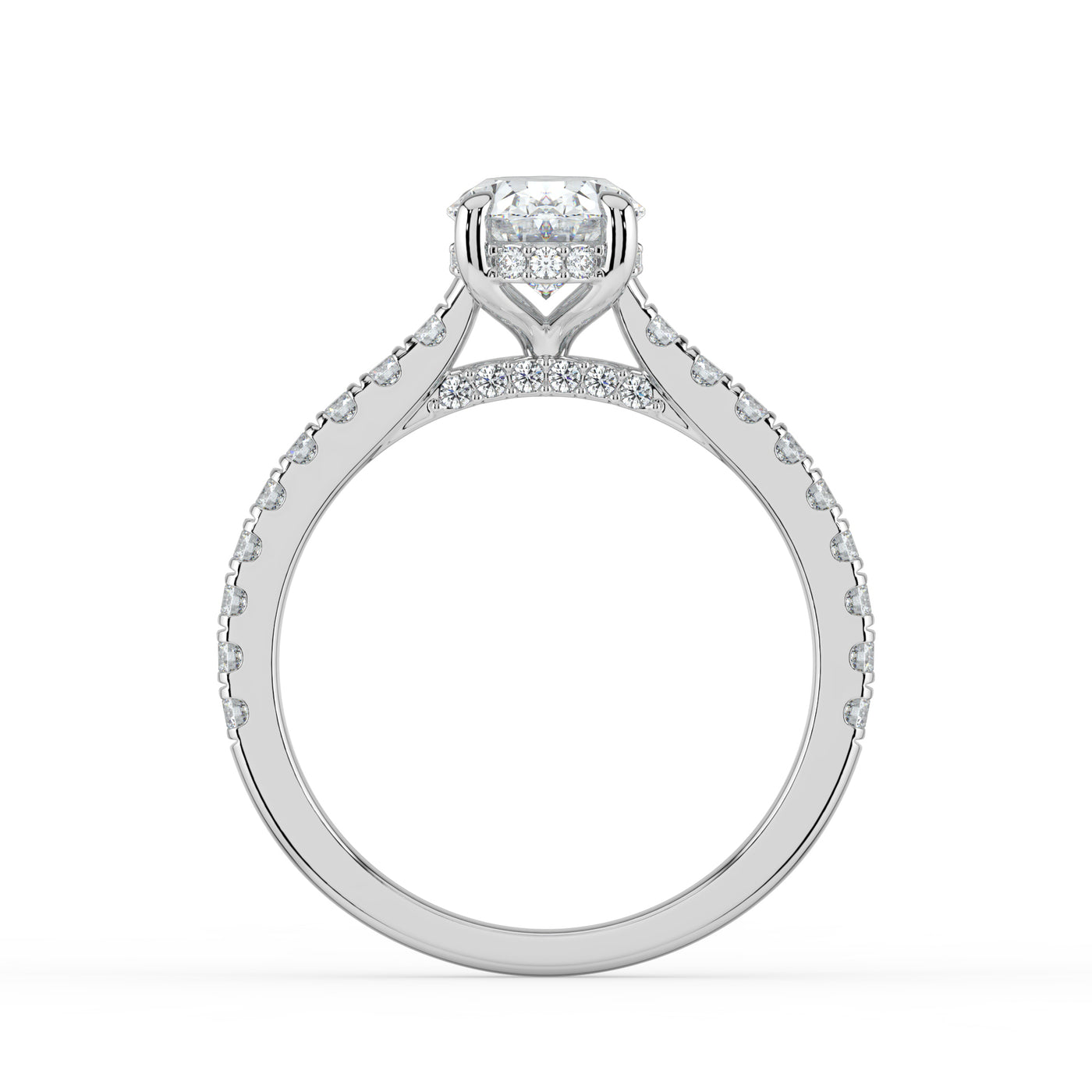 Oval Diamond and Hidden Halo Ring