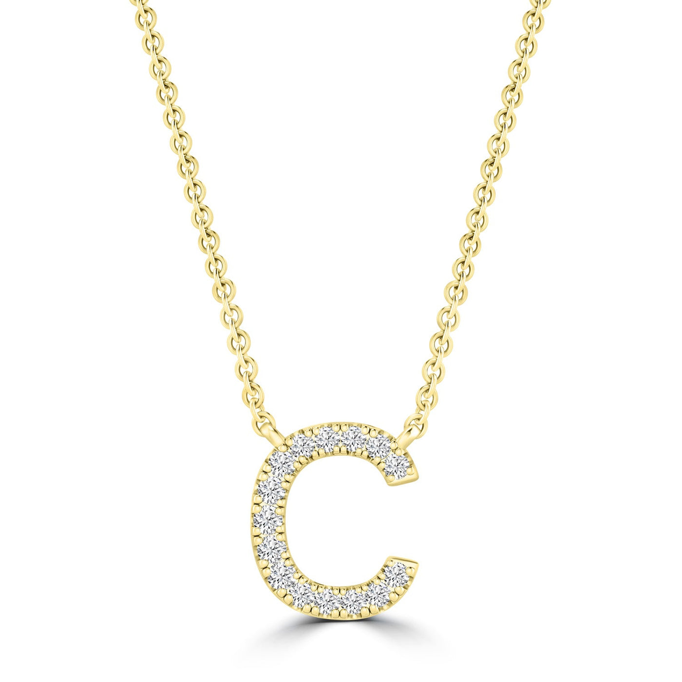 Initial 'C' Necklace with 0.06ct Diamonds in 9K Yellow Gold - PF-6265-Y