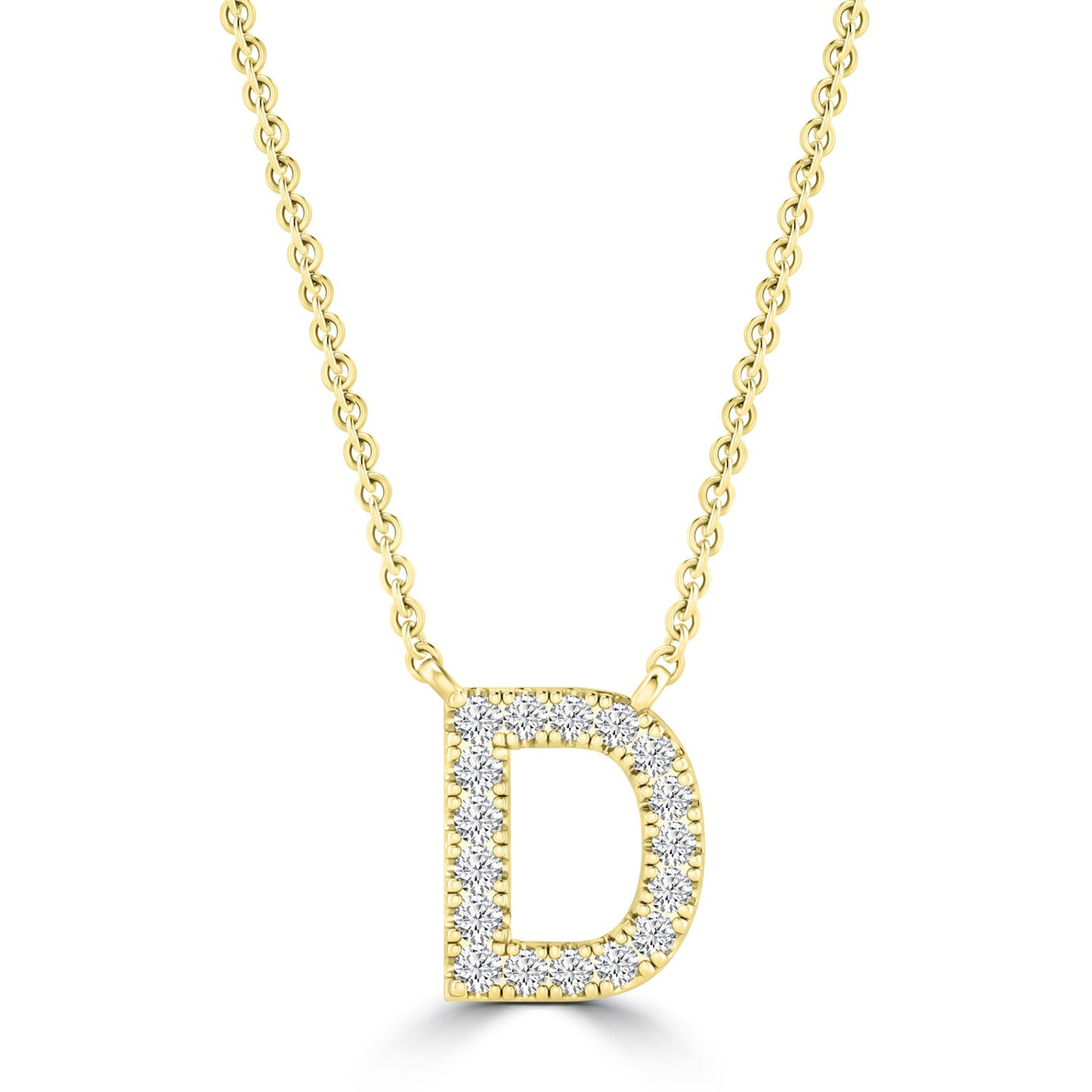 Initial 'D' Necklace with 0.09ct Diamonds in 9K Yellow Gold - PF-6266-Y