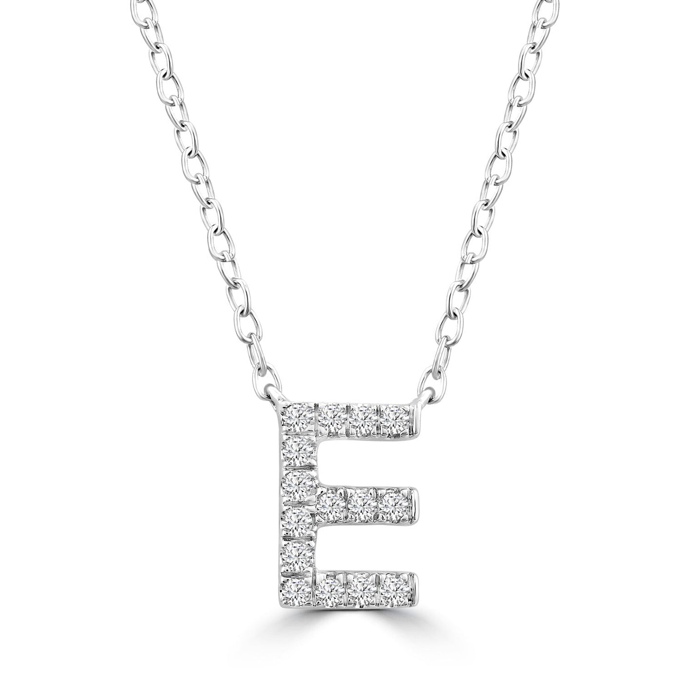 Initial 'E' Necklace with 0.09ct Diamonds in 9K White Gold