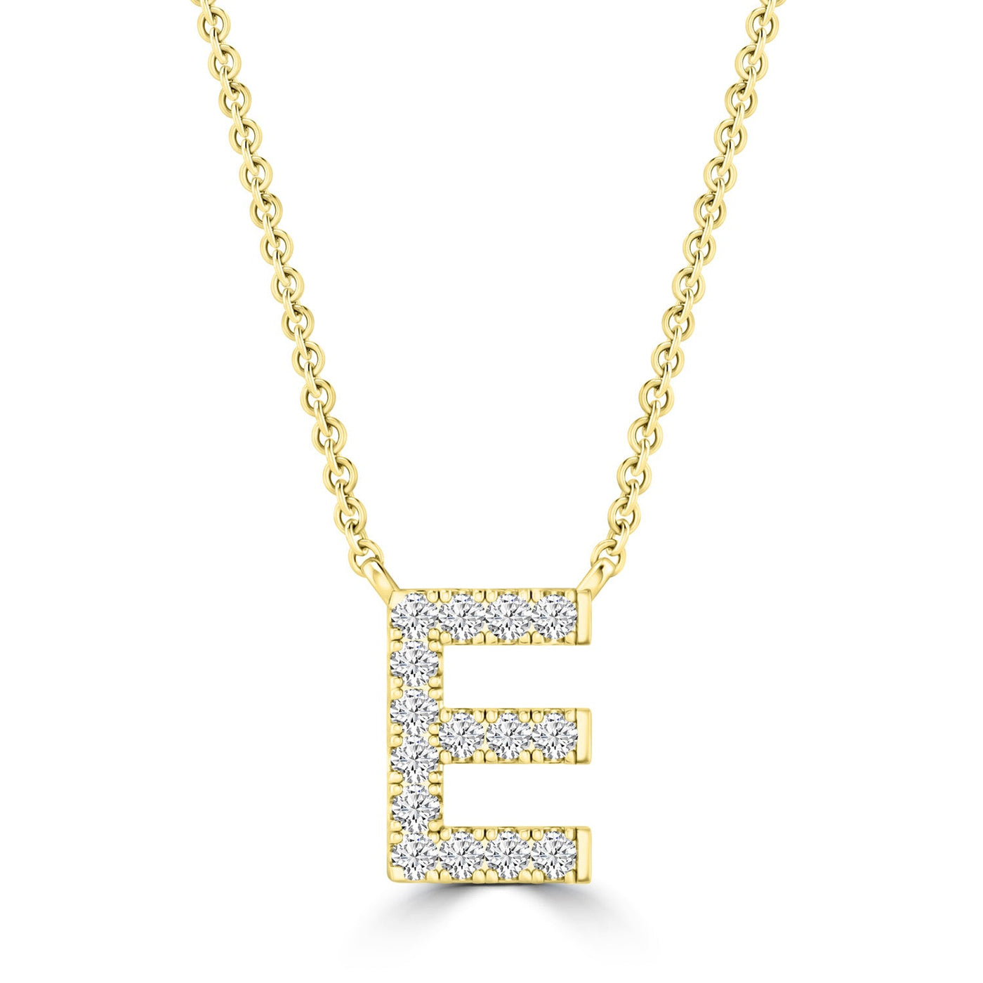 Initial 'E' Necklace with 0.09ct Diamonds in 9K Yellow Gold - PF-6267-Y
