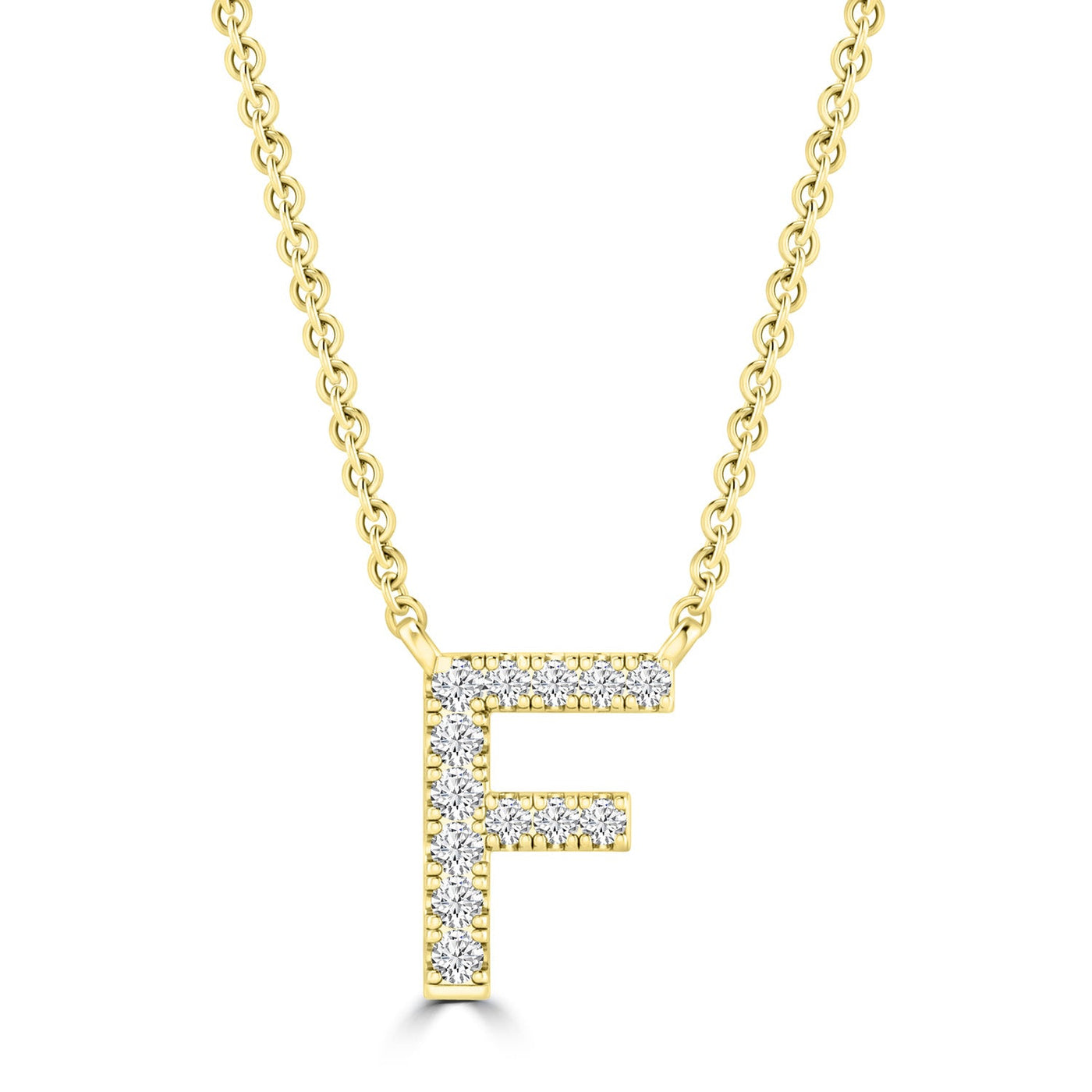 Initial 'F' Necklace with 0.06ct Diamonds in 9K Yellow Gold - PF-6268-Y