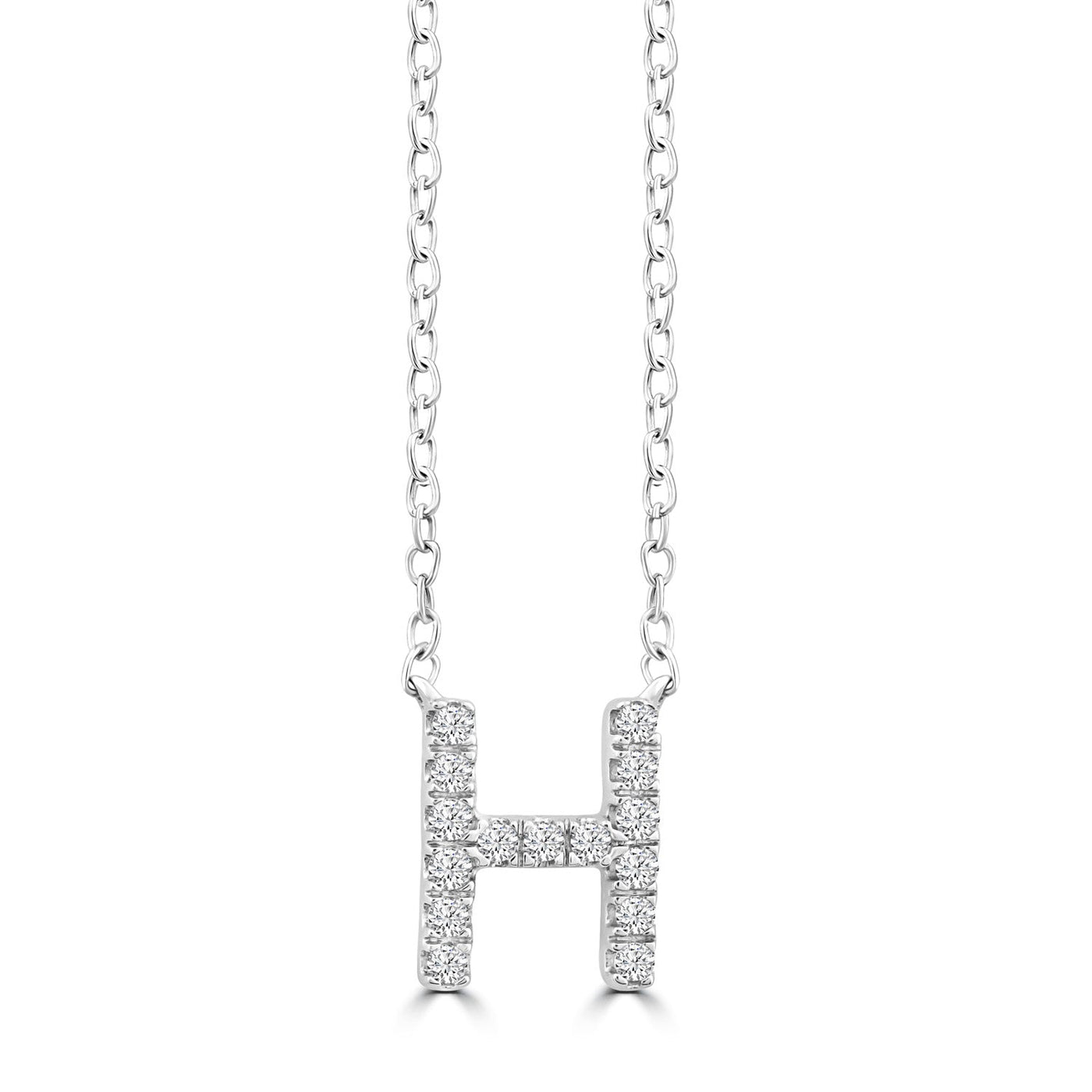 Initial 'H' Necklace with 0.09ct Diamonds in 9K White Gold