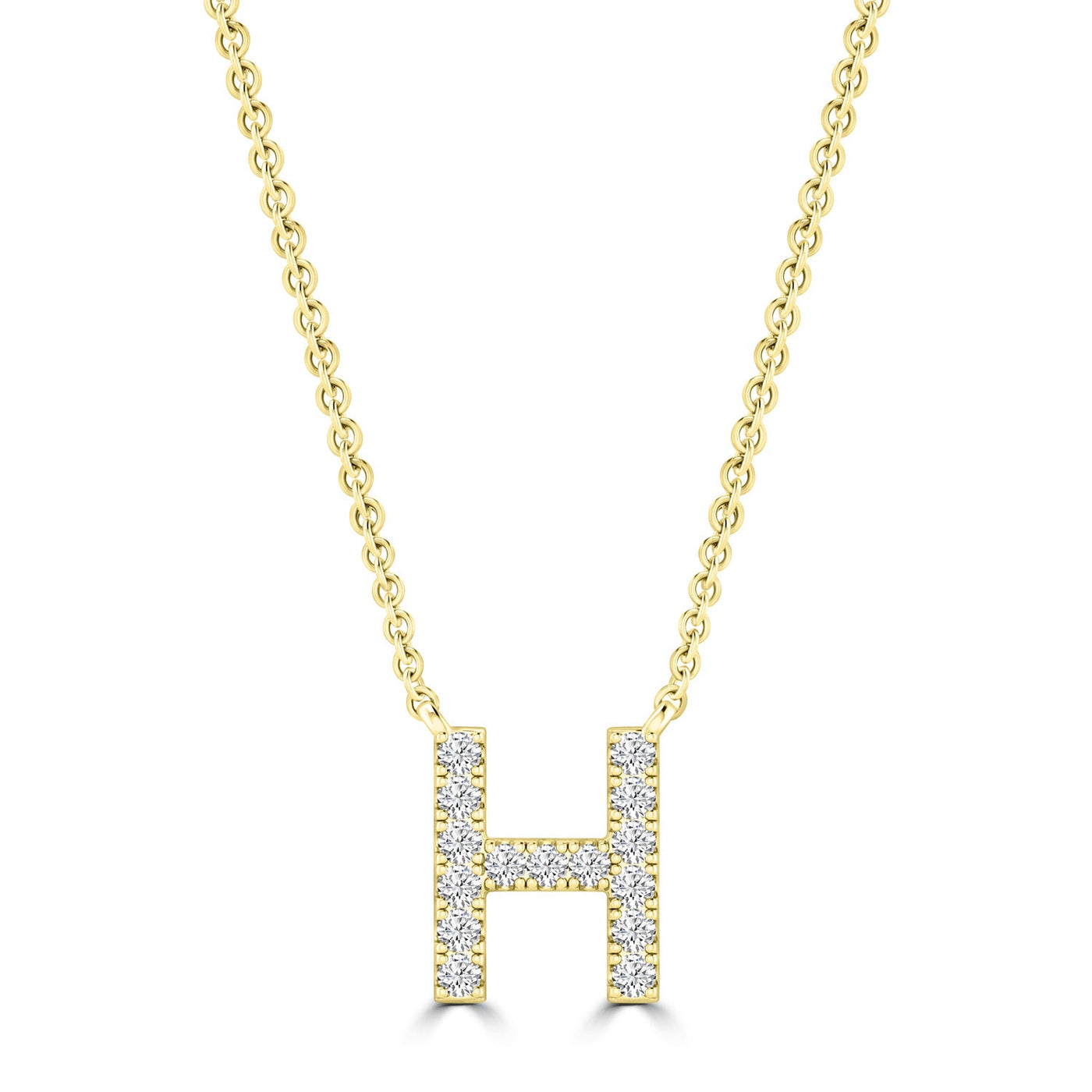Initial 'H' Necklace with 0.09ct Diamonds in 9K Yellow Gold - PF-6270-Y