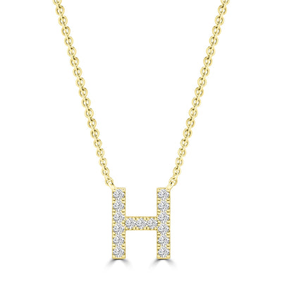Initial 'H' Necklace with 0.09ct Diamonds in 9K Yellow Gold - PF-6270-Y