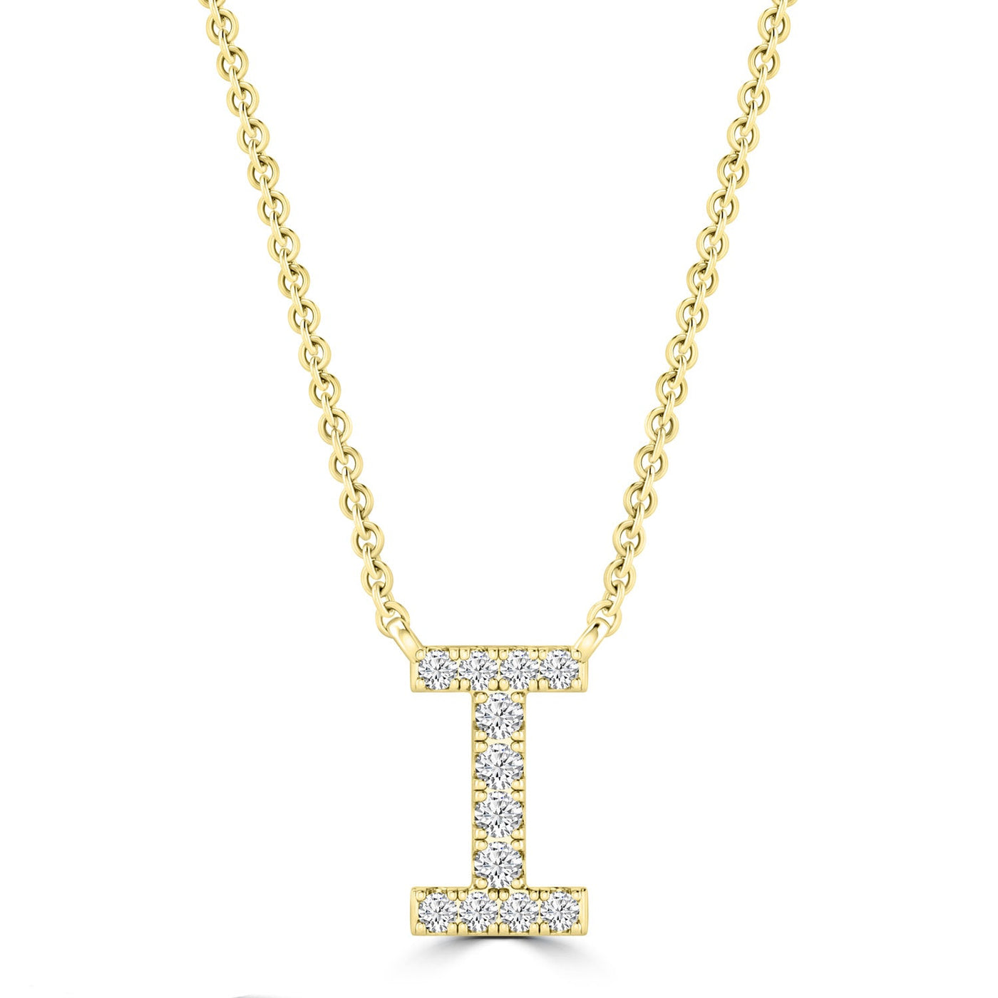 Initial 'I' Necklace with 0.06ct Diamonds in 9K Yellow Gold - PF-6271-Y