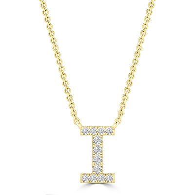 Initial 'I' Necklace with 0.06ct Diamonds in 9K Yellow Gold - PF-6271-Y