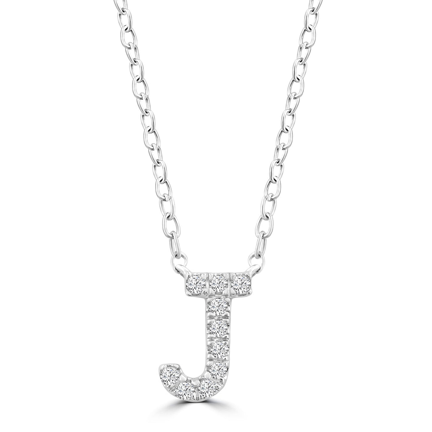 Initial 'J' Necklace with 0.06ct Diamonds in 9K White Gold