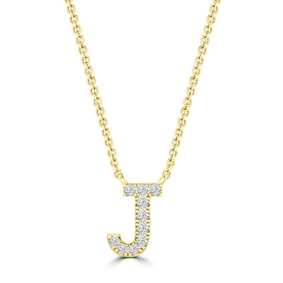Initial 'J' Necklace with 0.06ct Diamonds in 9K Yellow Gold - PF-6272-Y