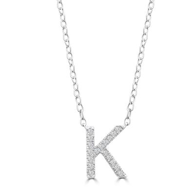 Initial 'K' Necklace with 0.06ct Diamonds in 9K White Gold