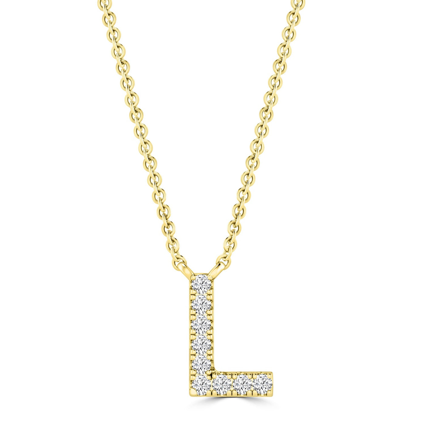 Initial 'L' Necklace with 0.06ct Diamonds in 9K Yellow Gold - PF-6274-Y