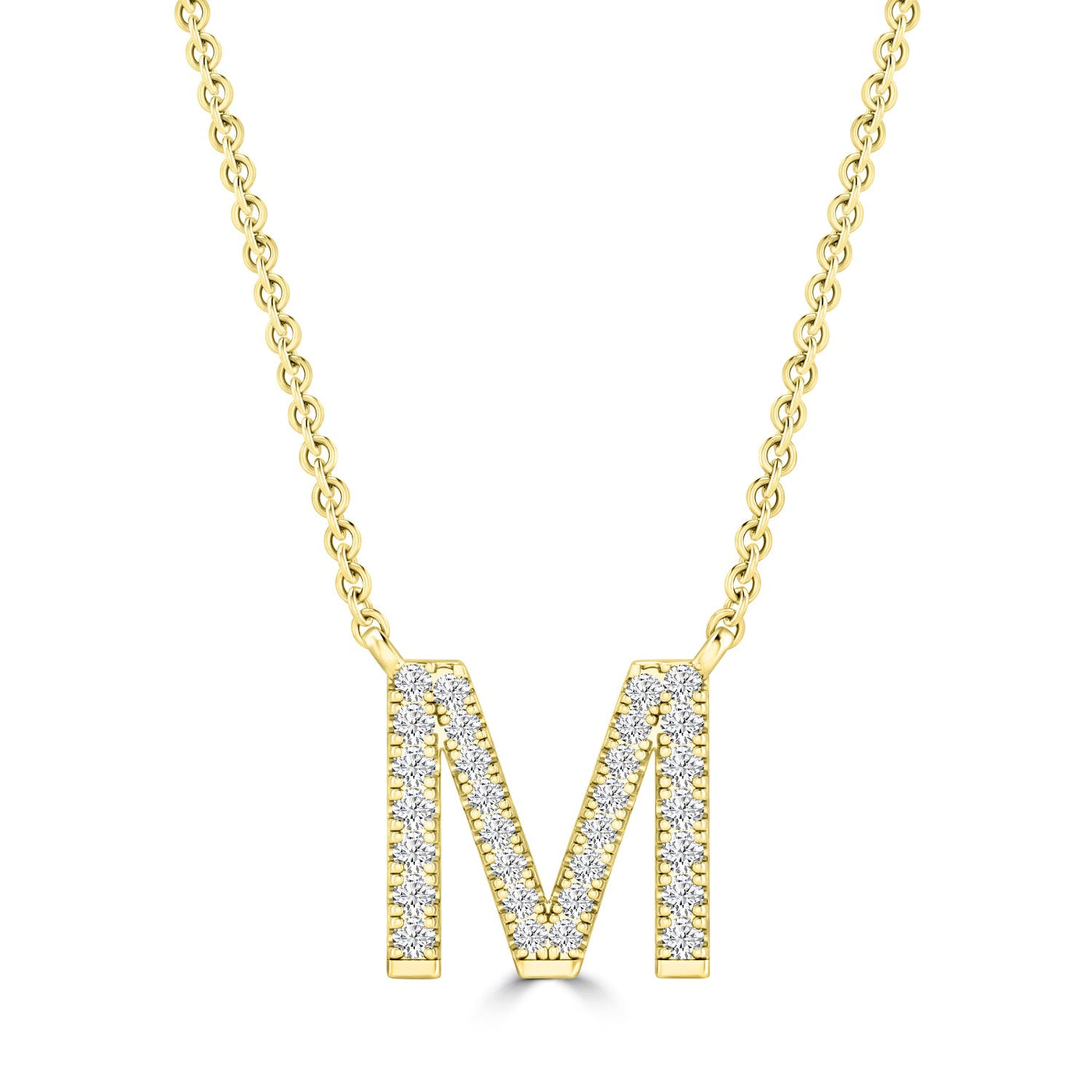 Initial 'M' Necklace with 0.09ct Diamonds in 9K Yellow Gold - PF-6275-Y