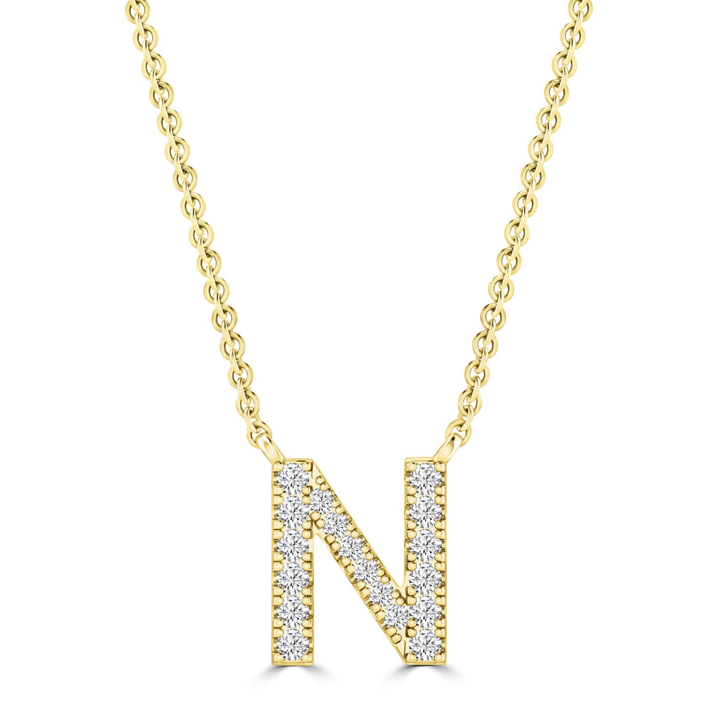 Initial 'N' Necklace wth 0.09ct Diamonds in 9K Yellow Gold - PF-6276-Y
