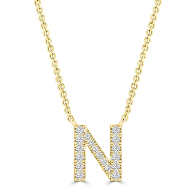 Initial 'N' Necklace wth 0.09ct Diamonds in 9K Yellow Gold - PF-6276-Y