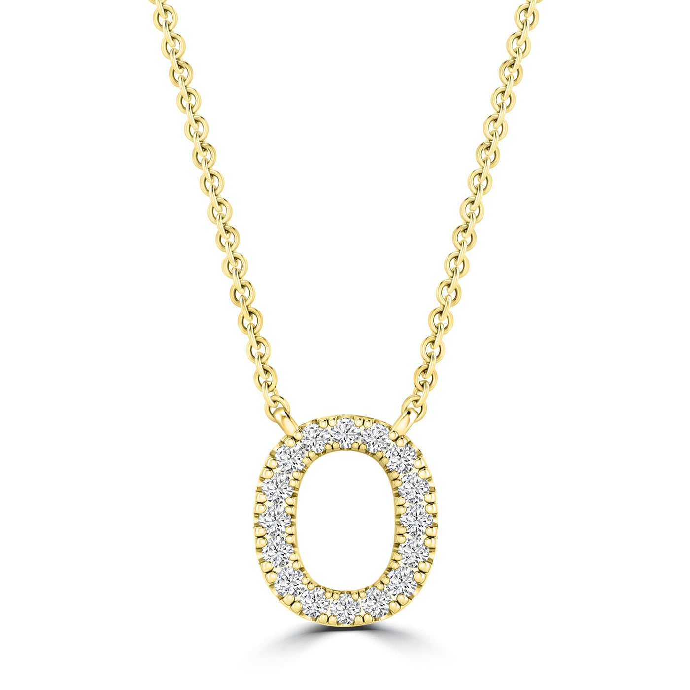 Initial 'O' Necklace with 0.09ct Diamonds in 9K Yellow Gold - PF-6277-Y