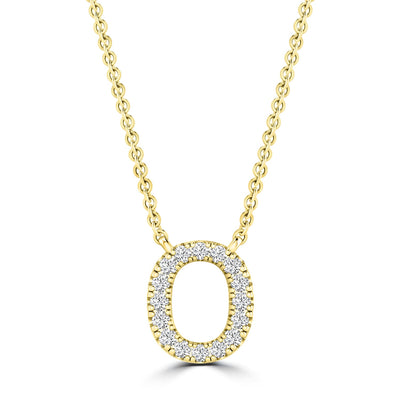 Initial 'O' Necklace with 0.09ct Diamonds in 9K Yellow Gold - PF-6277-Y