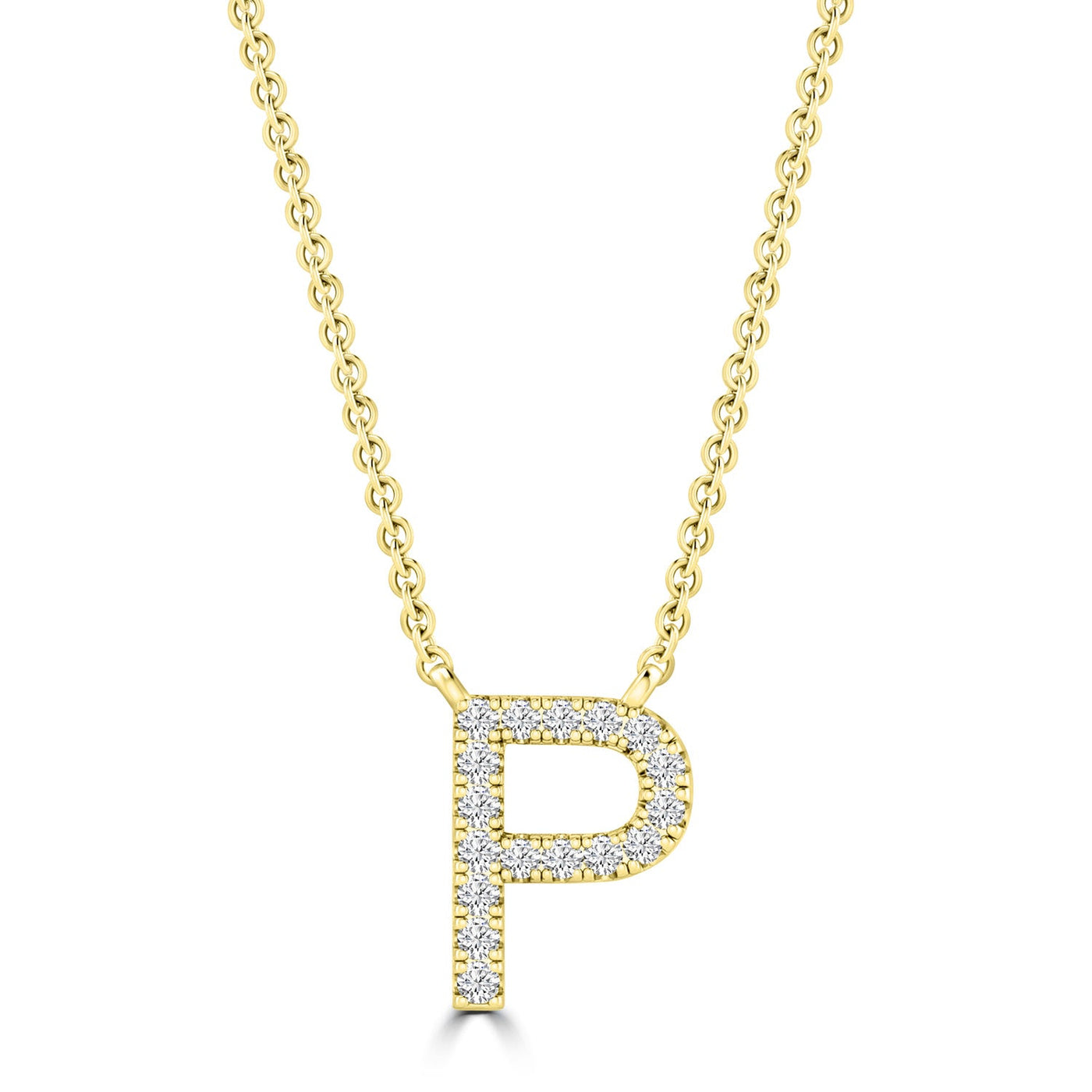 Initial 'P' Necklace wth 0.06ct Diamonds in 9K Yellow Gold - PF-6278-Y