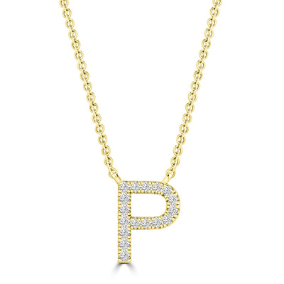 Initial 'P' Necklace wth 0.06ct Diamonds in 9K Yellow Gold - PF-6278-Y