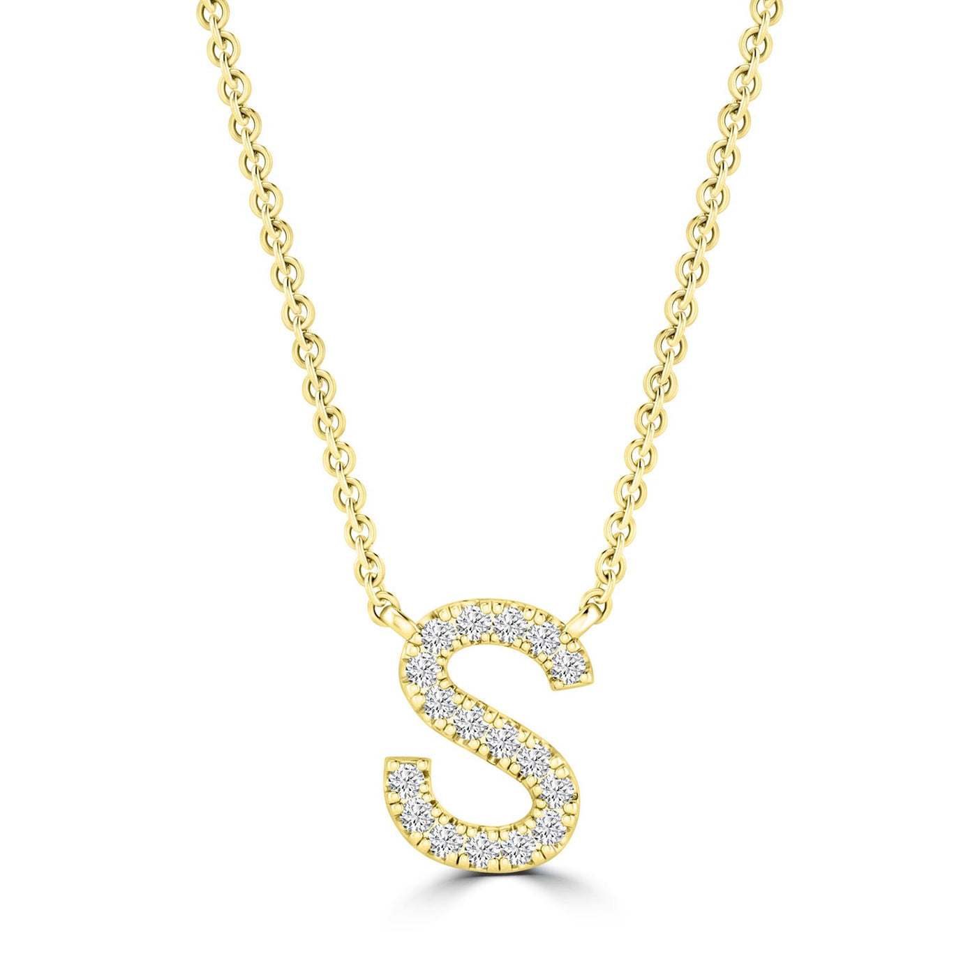 Initial 'S' Necklace with 0.06ct Diamonds in 9K Yellow Gold - PF-6281-Y