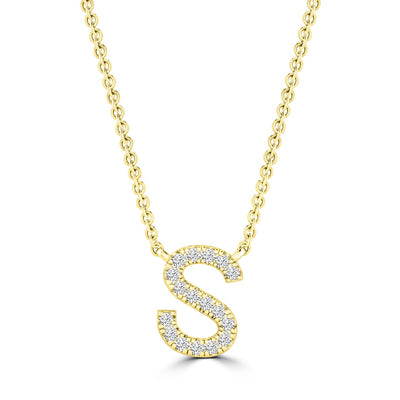 Initial 'S' Necklace with 0.06ct Diamonds in 9K Yellow Gold - PF-6281-Y