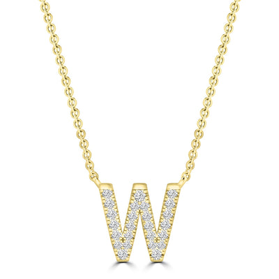 Initial 'W' Necklace with 0.09ct Diamonds in 9K Yellow Gold - PF-6285-Y