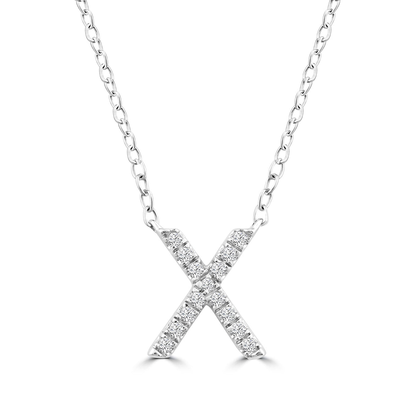 Initial 'X' Necklace with 0.06ct Diamonds in 9K White Gold