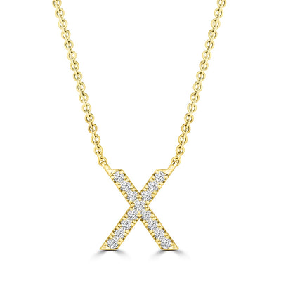 Initial 'X' Necklace with 0.06ct Diamonds in 9K Yellow Gold - PF-6286-Y