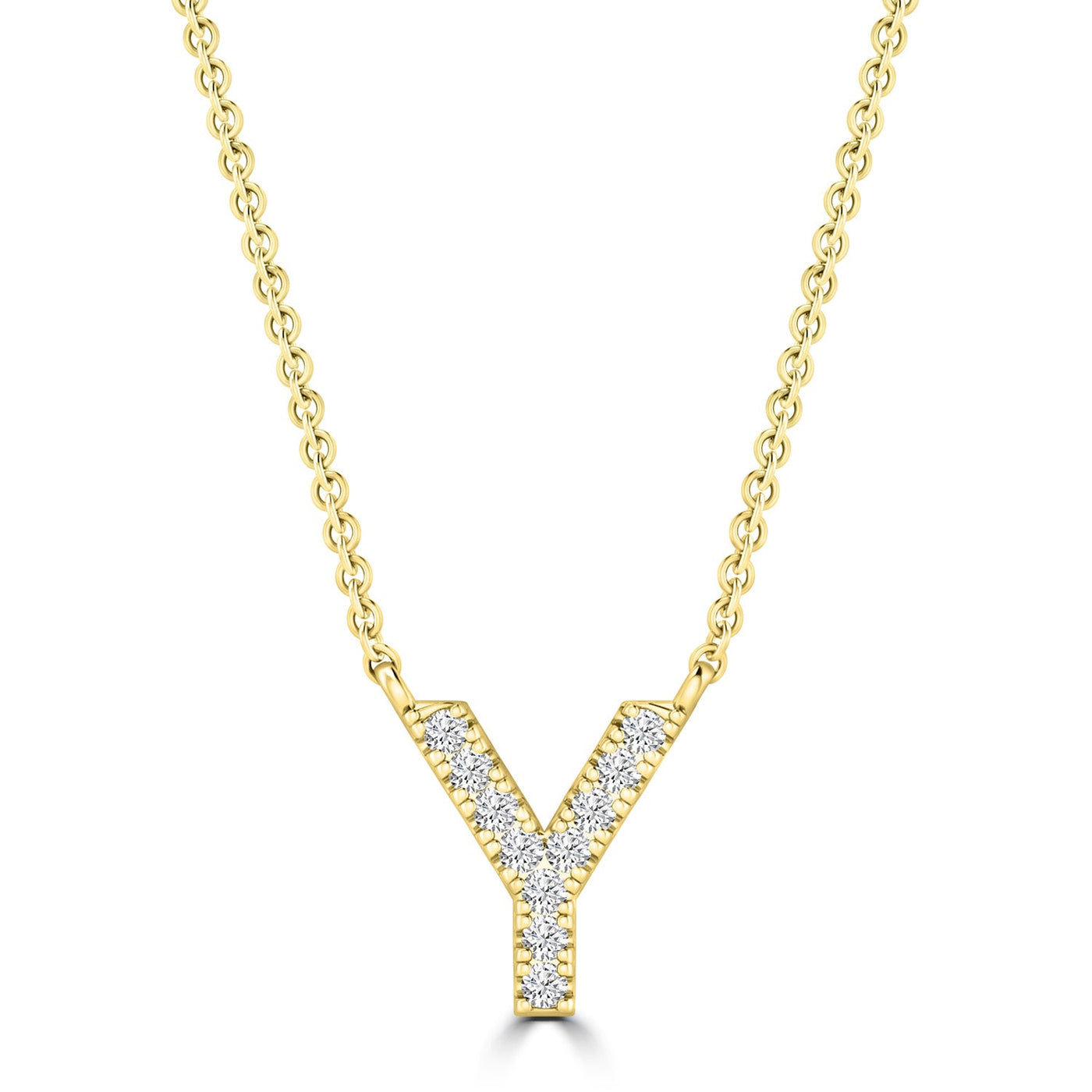 Initial 'Y' Necklace with 0.06ct Diamonds in 9K Yellow Gold - PF-6287-Y