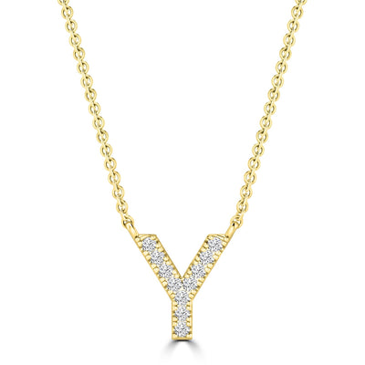Initial 'Y' Necklace with 0.06ct Diamonds in 9K Yellow Gold - PF-6287-Y
