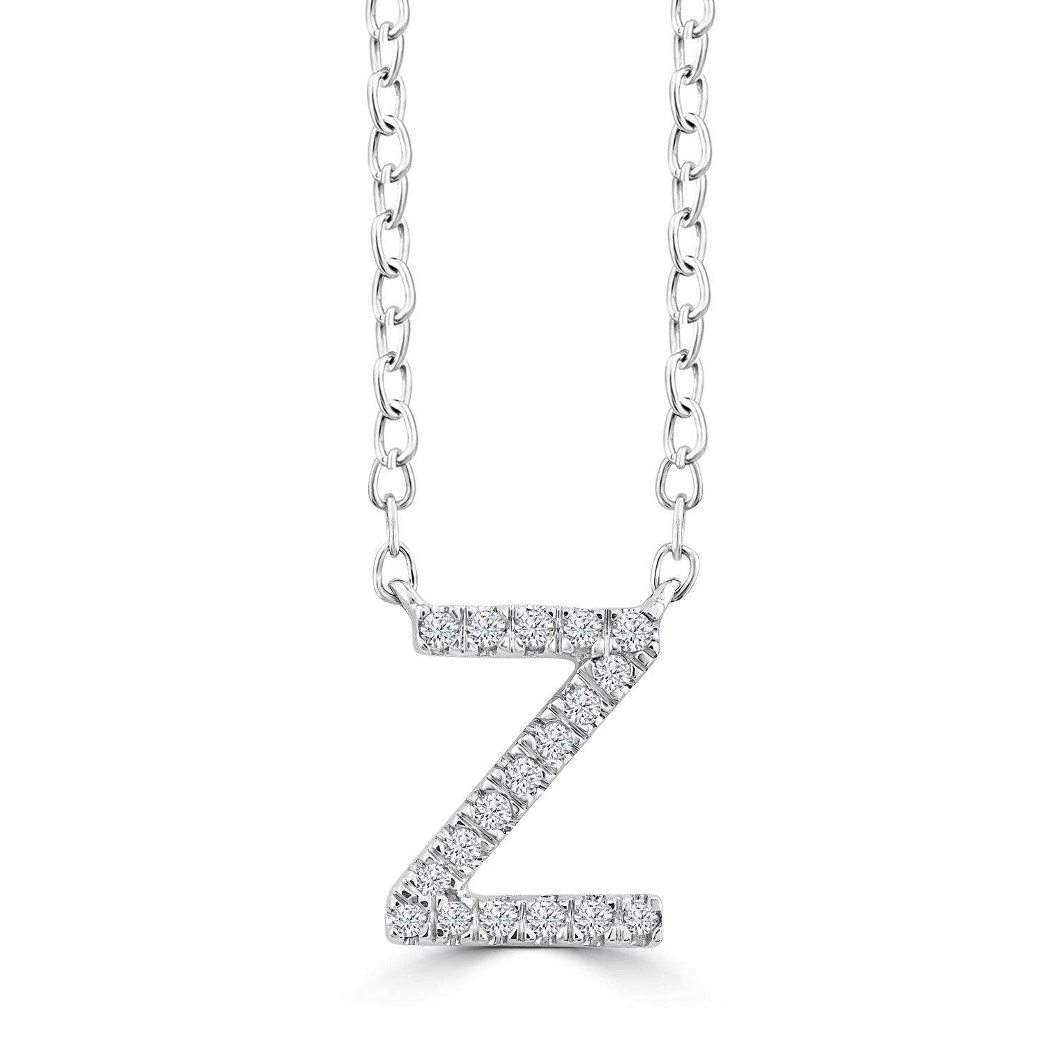Initial 'Z' Necklace with 0.06ct Diamonds in 9K White Gold – JM Leech ...