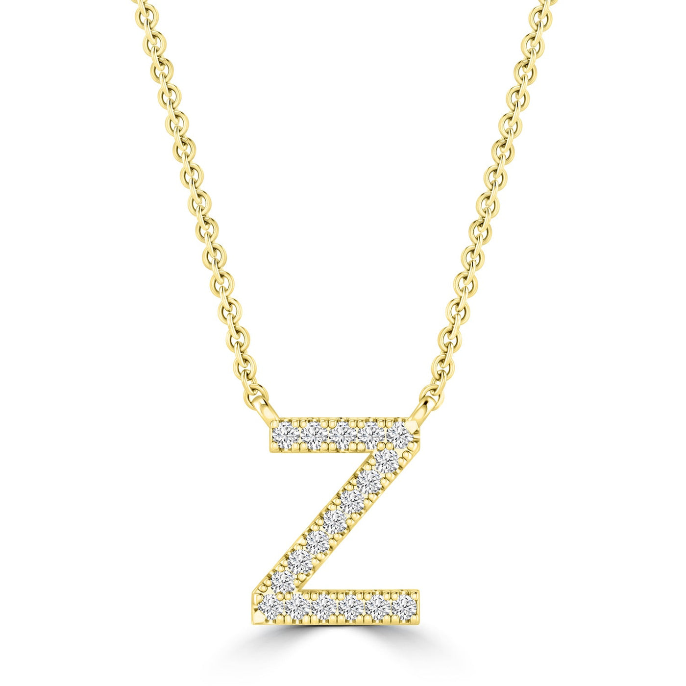 Initial 'Z' Necklace with 0.06ct Diamonds in 9K Yellow Gold - PF-6288-Y