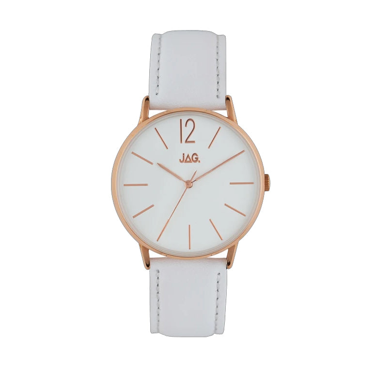 Jag Billy White Leather 40mm Watch