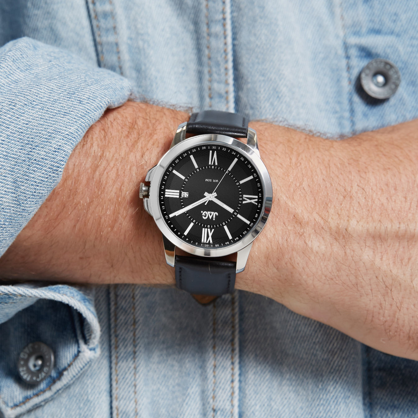 Jag Xavier Black Stainless Steel 44mm Watch